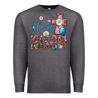 Charcoal Heather he is risen cross Premium Sweatshirt - Artiststas