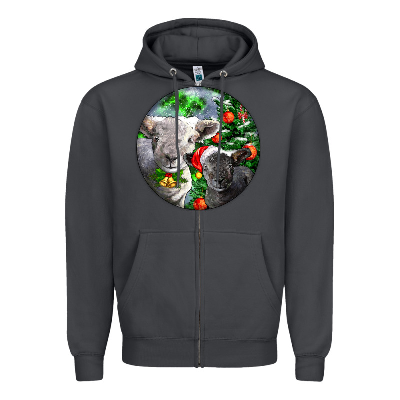 Christmas Southdown Baby Sheeps Zipper Hoodie by LillyAllenDesigns | Teevron