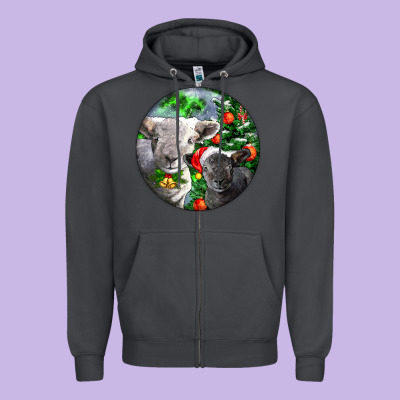 Christmas Southdown Baby Sheeps Zipper Hoodie Designed By Lillyallendesigns
