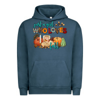 Pigment Midnight Navy just a girl who loves fall Urban Hoodie - AdoDesignShop