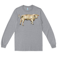 Heather Grey charolais bull Long Sleeve Tee - RanaPortraitStore