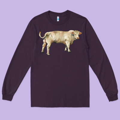 Charolais Bull Long Sleeve Tee Designed By Ranaportraitstore