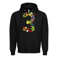 Black Number 3 Fruit 3rd birthday party fruit themed gift Idea Zipper Hoodie - minhPixels