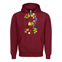 Burgundy Number 3 Fruit 3rd birthday party fruit themed gift Idea Zipper Hoodie - minhPixels