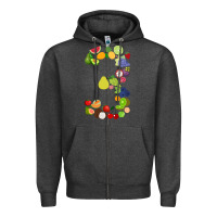 Charcoal Heather Number 3 Fruit 3rd birthday party fruit themed gift Idea Zipper Hoodie - minhPixels