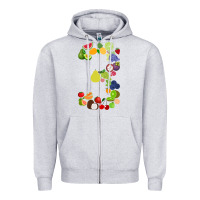 Heather Grey Number 3 Fruit 3rd birthday party fruit themed gift Idea Zipper Hoodie - minhPixels