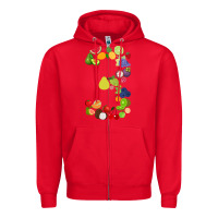 Red Number 3 Fruit 3rd birthday party fruit themed gift Idea Zipper Hoodie - minhPixels