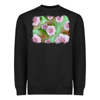 Black Pink Roses Background Heavyweight Sweatshirt - LillyAllenDesigns