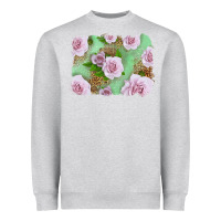 Heather Grey Pink Roses Background Heavyweight Sweatshirt - LillyAllenDesigns