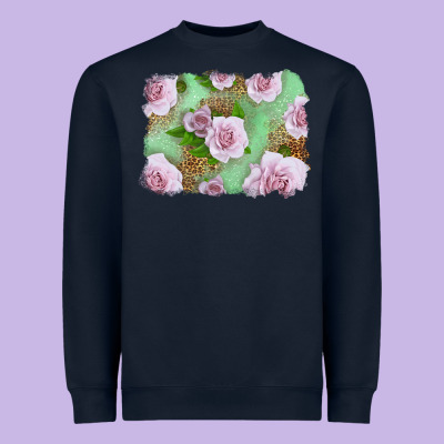 Pink Roses Background Heavyweight Sweatshirt Designed By Lillyallendesigns