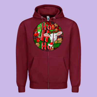 Ho Ho Ho Merino Wool Baby Sheep Zipper Hoodie Designed By Lillyallendesigns