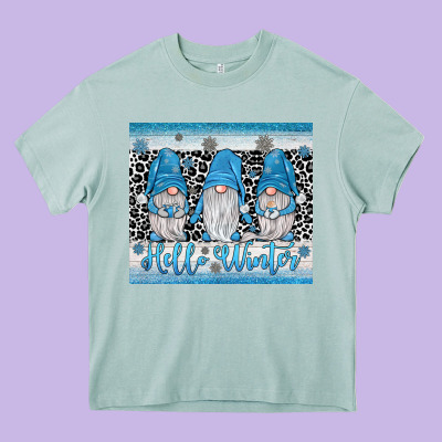 Hello Winter Gnome Heavy Core Tee Designed By Jahusdesignshop
