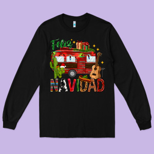 Feliz Navidad Christmas Mexico Long Sleeve Tee Designed By Howdyjamesfarm