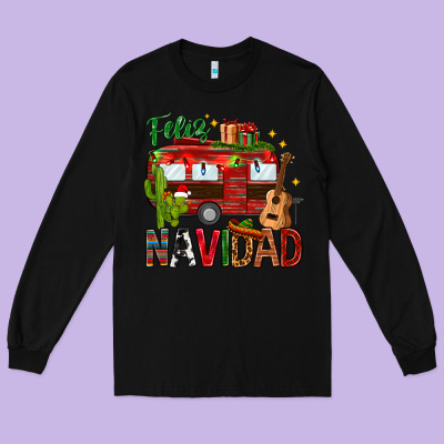 Feliz Navidad Christmas Mexico Long Sleeve Tee Designed By Howdyjamesfarm
