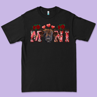 Valentine's Day Mini Black Highland Calf Premium Tee Designed By Ranaportraitstore