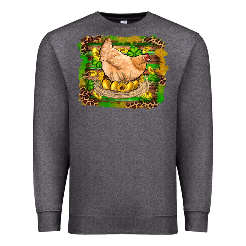 St Patricks Day Farm Chicken Gold Eggs Leopard Serape Glitter Premium Sweatshirt by Artiststas | Teevron