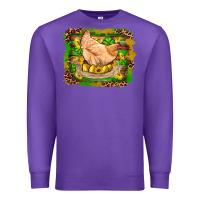 Purple st patricks day farm chicken gold eggs leopard serape glitter Premium Sweatshirt - Artiststas