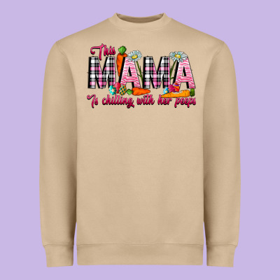This Mama Is Chilling With Her Peeps Heavyweight Sweatshirt Designed By Cowhidedigitalart