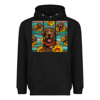 Black Chocolate Labrador with sunflowers western Heavyweight Hoodie - Artiststas