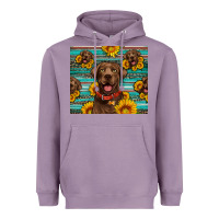 Lavender Chocolate Labrador with sunflowers western Heavyweight Hoodie - Artiststas