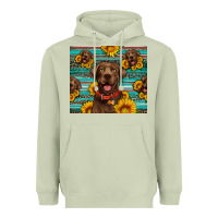 Matcha Chocolate Labrador with sunflowers western Heavyweight Hoodie - Artiststas