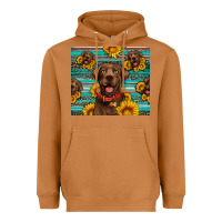 Meerkat Chocolate Labrador with sunflowers western Heavyweight Hoodie - Artiststas