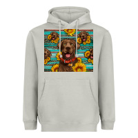 Moon Dust Chocolate Labrador with sunflowers western Heavyweight Hoodie - Artiststas