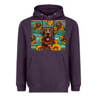 Plum Chocolate Labrador with sunflowers western Heavyweight Hoodie - Artiststas