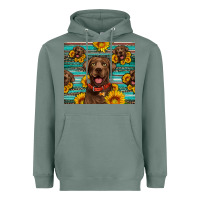 Sage Chocolate Labrador with sunflowers western Heavyweight Hoodie - Artiststas