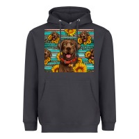 Smoke Chocolate Labrador with sunflowers western Heavyweight Hoodie - Artiststas