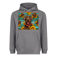Storm Chocolate Labrador with sunflowers western Heavyweight Hoodie - Artiststas