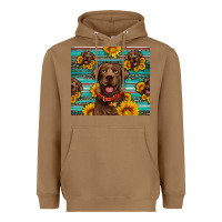 Toasted Coconut Chocolate Labrador with sunflowers western Heavyweight Hoodie - Artiststas