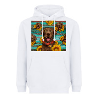 White Chocolate Labrador with sunflowers western Heavyweight Hoodie - Artiststas