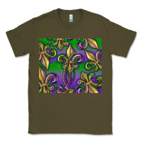 Army Green Mardi Gras Fleur De Lis Classic Tee - RanaPortraitStore