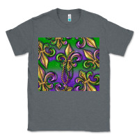 Charcoal Heather Mardi Gras Fleur De Lis Classic Tee - RanaPortraitStore