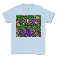 Dusty Blue Mardi Gras Fleur De Lis Classic Tee - RanaPortraitStore