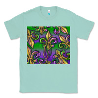 Seafoam Mardi Gras Fleur De Lis Classic Tee - RanaPortraitStore
