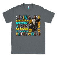 Charcoal Heather Living Life Somewhere Between Jesus Classic Tee - texasbilliewilder