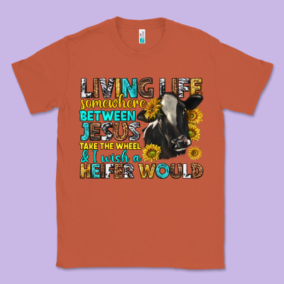 Living Life Somewhere Between Jesus Classic Tee Designed By Texasbilliewilder