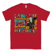 Red Living Life Somewhere Between Jesus Classic Tee - texasbilliewilder