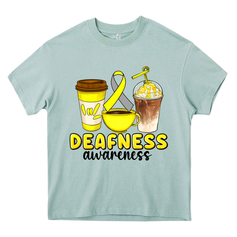 Deafness Awareness Coffee Cups Heavy Core Tee by Artiststas | Teevron