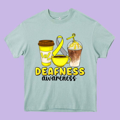 Deafness Awareness Coffee Cups Heavy Core Tee Designed By Artiststas