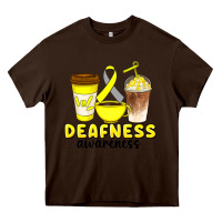 Chocolate Brown deafness awareness coffee cups Heavy Core Tee - Artiststas