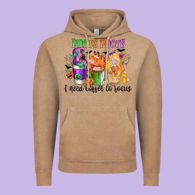Hocus Pocus I Need Coffee To Focus Vintage Hoodie Designed By Cowgirlartshop