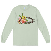 Matcha Crown of thorns floral Easter Long Sleeve Tee - CowGirlArtShop