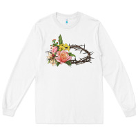White Crown of thorns floral Easter Long Sleeve Tee - CowGirlArtShop