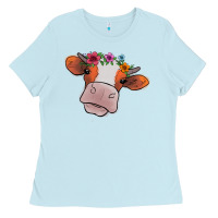 Baby Blue cow with flowers Ladies Tee - Bettercallsaul