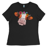 Black cow with flowers Ladies Tee - Bettercallsaul