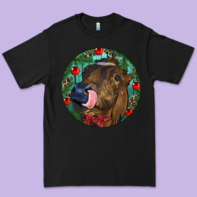 Longhorn Cow Christmas Premium Tee Designed By Ranaportraitstore