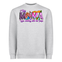 Heather Grey This Mama is chilling with her Heavyweight Sweatshirt - CowhideDigitalArt